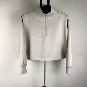 Ebb &‎ Flow Taupe Cropped Quarter Zip Pullover M Athleisure